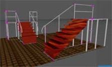 3D cad construction plan stairs platforms.