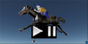 3D cad racehorse with jockey rider