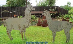 Garden stakes sheet steel llama and alpaca height 150cm.