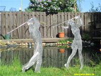Garden stakes steel sheet golf player masculine and female height 85cm.