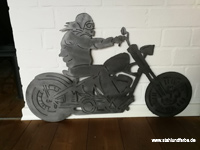 Metal wall picture Harley Davidson Biker, backlit, height 40cm x width 70cm.