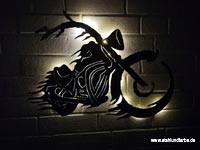 Led wall painting motorcycle metal, backlit, height 40cm x width 70cm.