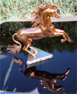 Copper sculpture unicorn.