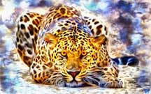 Digital paintings hunting-leopard.