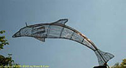 Dolphin welded sheet steel garden Sculpture.