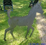 Garden stakes metal sheet equine foal.