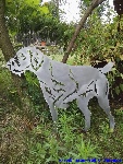 Garden stakes metal sheet hunting dog.