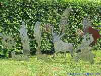 Garden stakes metal sheet mythological creatures.