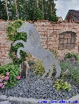 Garden stakes metal sheet rising horse Hanoverian.