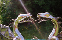The steel dragons in the garden.