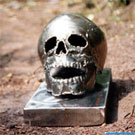 Steel sculpture skull.