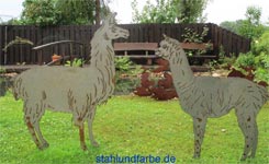 Gartenstecker Stahlblech Lama und Alpaka Höhe 150cm.