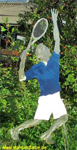 Gartenstecker Stahlblech Tennisspieler farbig Höhe 85cm.