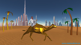 Entwicklung 3D Entwürfe für 3D Stahlskulptur Modelle Golden Camel Race in Dubai mit abstrakten Stahlpalmen. Projektstudie 3D CAD.