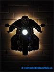 Led Wandbild Harley Davidson Biker Metall mit Scheinwerfer dimmbar, hinterleuchtet.