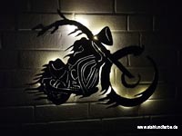 Led Wandbild Motorrad Metall, hinterleuchtet.