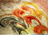 Wellen der Zeit. Pflanzenfarbe. 80x60cm. 1991.