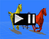Running 3D CAD abstract rgb horses